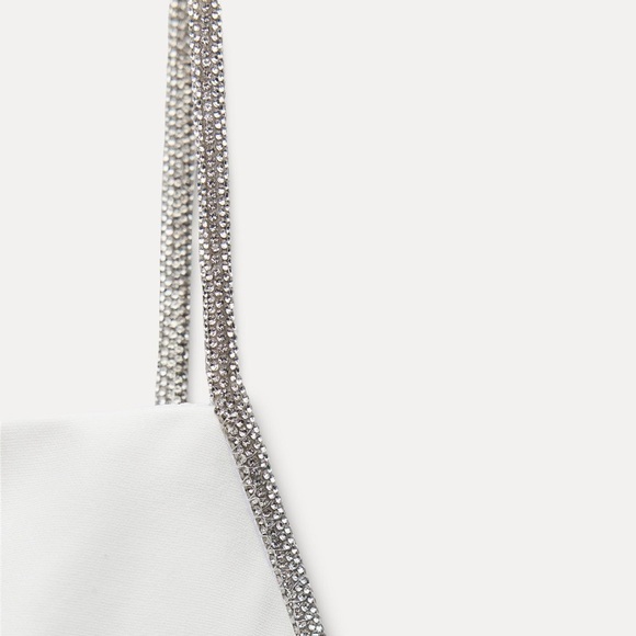 NWT Zara white mini dress with rhinestones - Picture 4 of 10